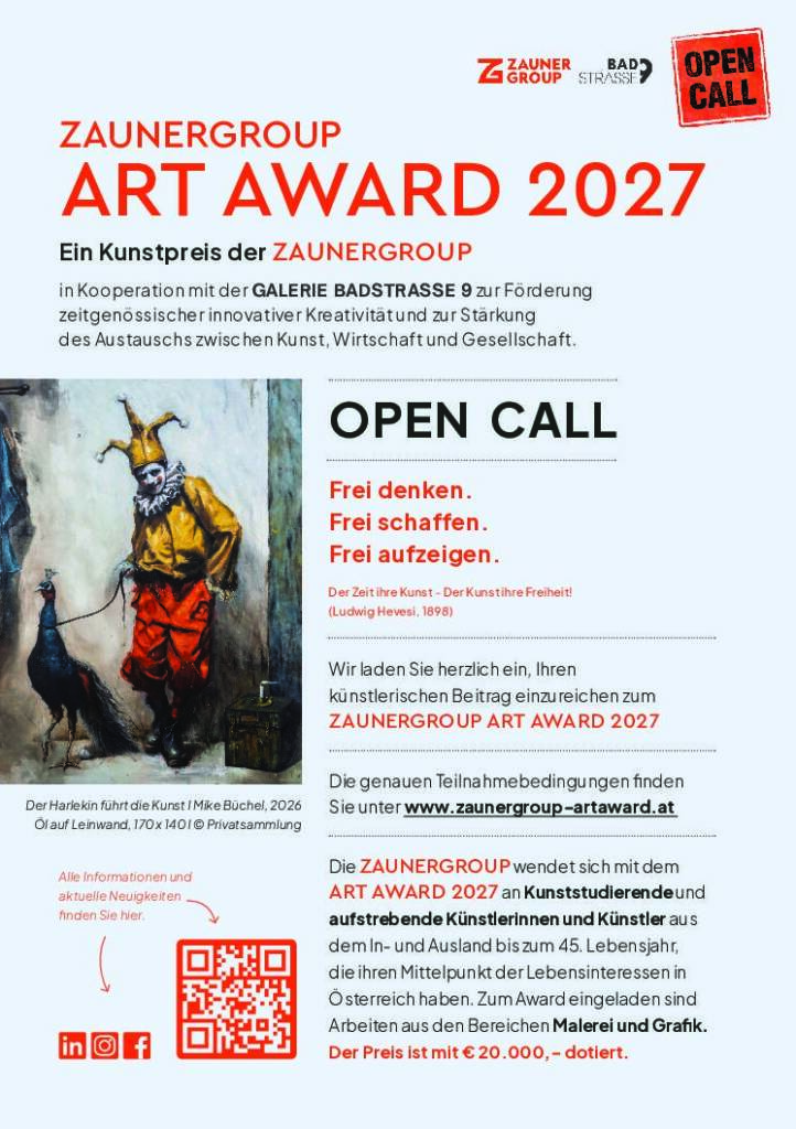 ZAUNERGROUP ART AWARD 2027 – Open Call Flyer